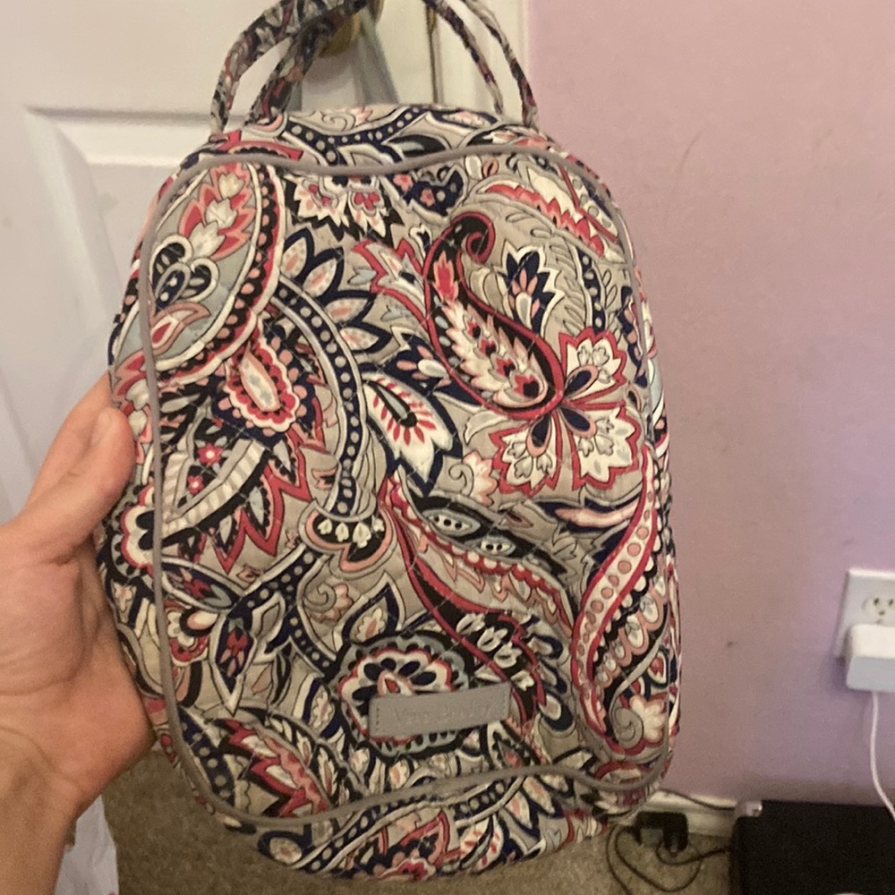 vera bradley lunch box, not sold anymore, purple and pink paisley